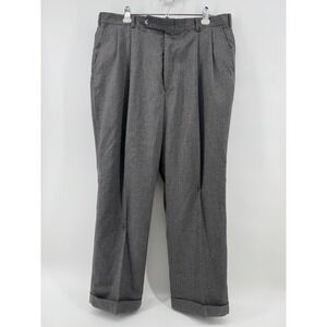 Brooks Brothers Mens Pleated Worsted Wool Dress Pants Gray Cuffs 38x29